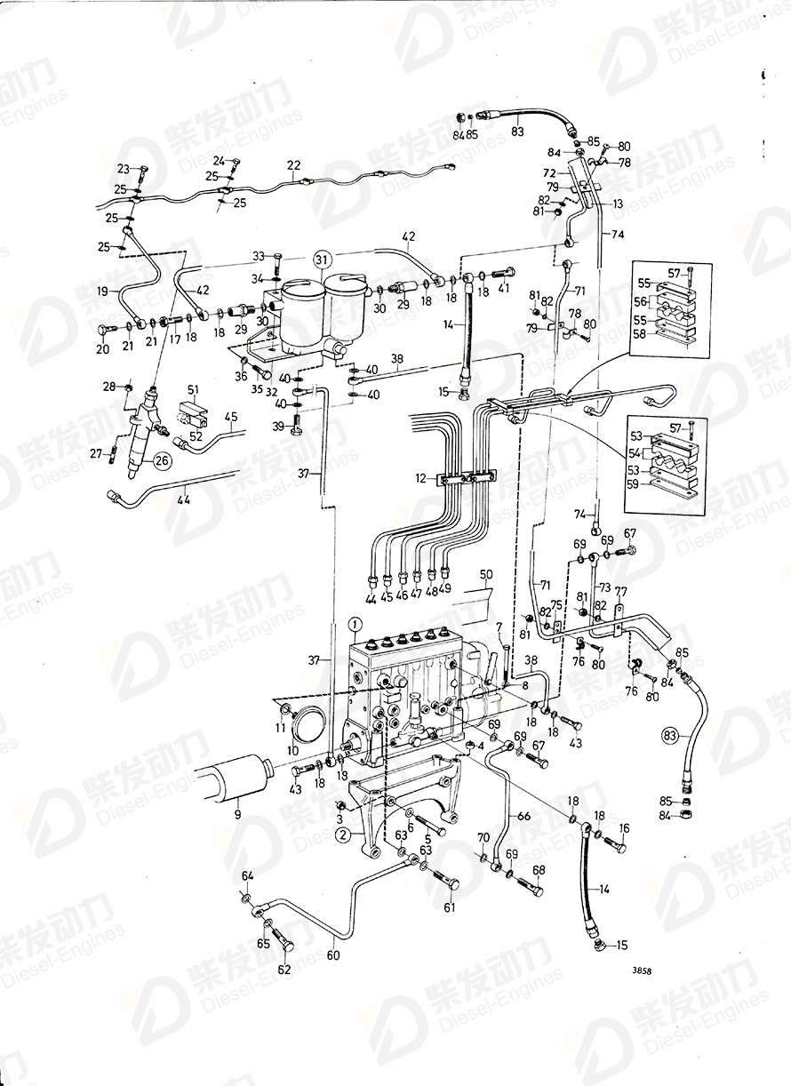 VOLVO Fuel hose 3830312 Drawing